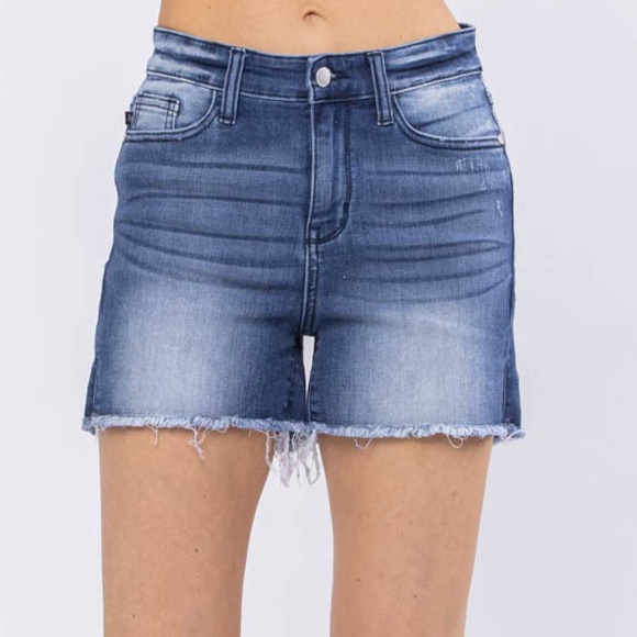 Judy Blue Pants - Last 1! judy blue 15228REG DK mid rise side slit cut off shorts size large